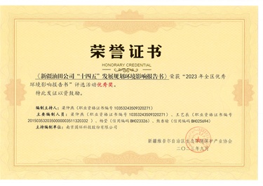 新疆油田十四五發展規劃報告書優秀獎